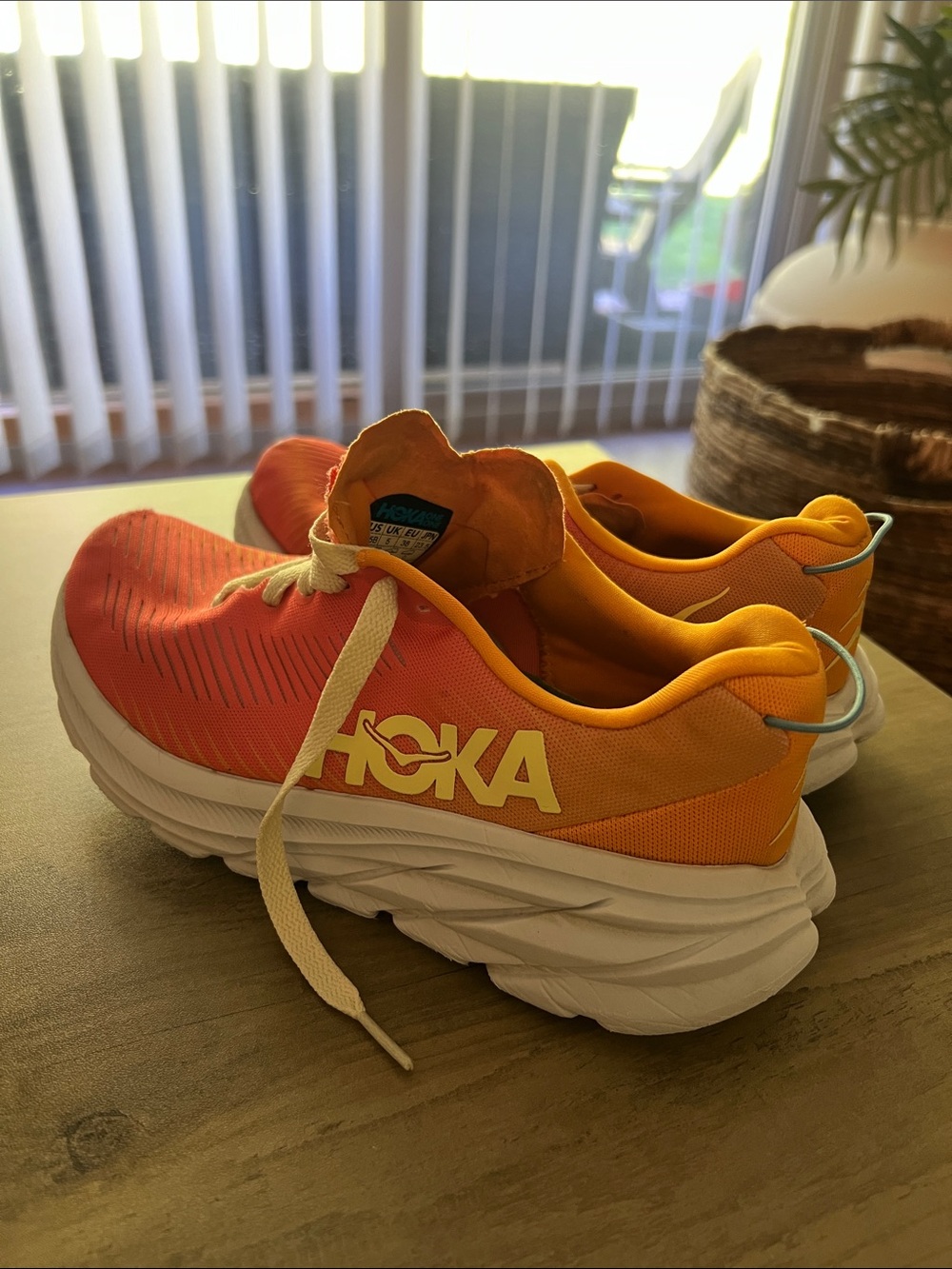 Hoka Women’s Gradient Orange and Yellow Running Sneakers